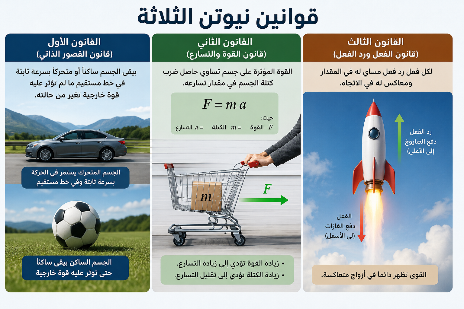 ملخص قوانين نيوتن الثلاثة